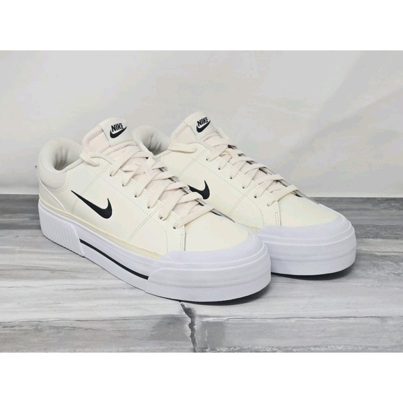 Nike Shoes - Nike Court Legacy Lift Womens Size 10 Ivory Black Leather Shoe Sneakers Gum